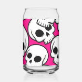 Roze Schedelpatroon Blikvorm Glas (Achterkant)
