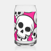 Roze Schedelpatroon Blikvorm Glas (Links)