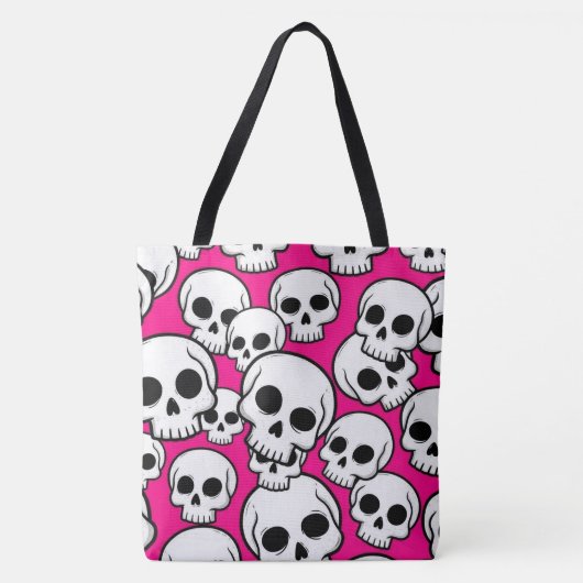 Roze Schedelpatroon Boodschappentas Tote Bag (Voorkant)