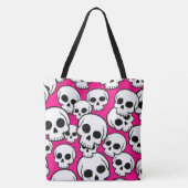 Roze Schedelpatroon Boodschappentas Tote Bag (Achterkant)