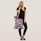 Roze Schedelpatroon Boodschappentas Tote Bag (Op model)