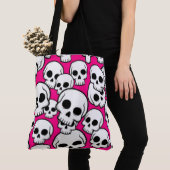 Roze Schedelpatroon Boodschappentas Tote Bag (Dichtbij)