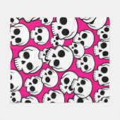 Roze Schedelpatroon Fleece Deken (Voorkant (Horizontaal))