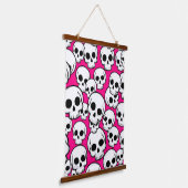 Roze Schedelpatroon Hangend Wandkleed (Gebogen)