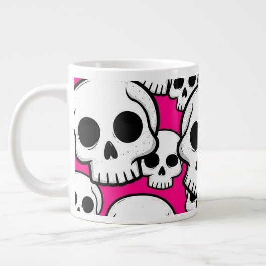 Roze Schedelpatroon Jumbo Speciale Mok (Links)