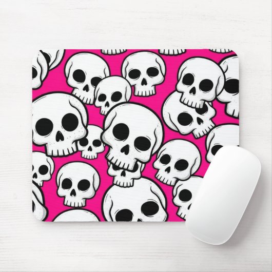 Roze Schedelpatroon Muismat (Met muis)