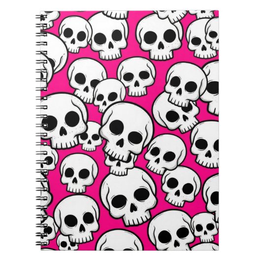 Roze Schedelpatroon Notitieboek (Voorkant)