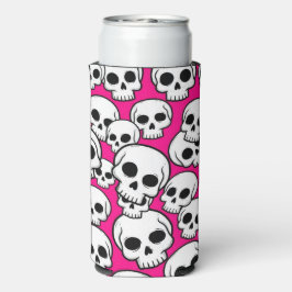 Roze Schedelpatroon Schuim Blikje/Fles Koeler