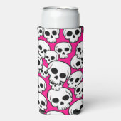 Roze Schedelpatroon Schuim Blikje/Fles Koeler (Seltzer Voorkant)