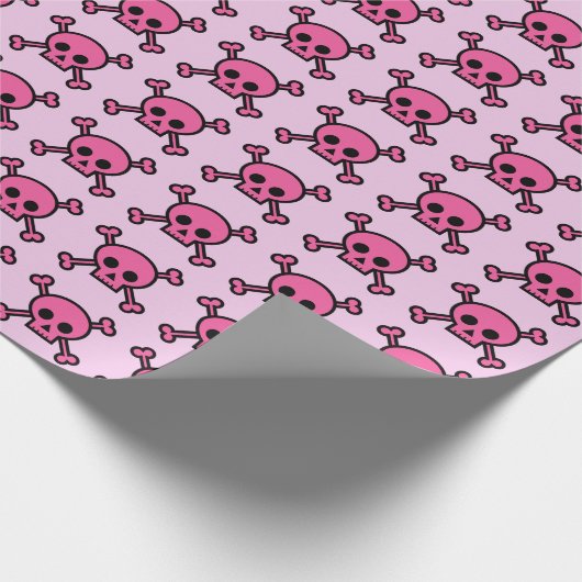 Roze schedels Emo Punk schedel patroon Cadeaupapier (Hoek)