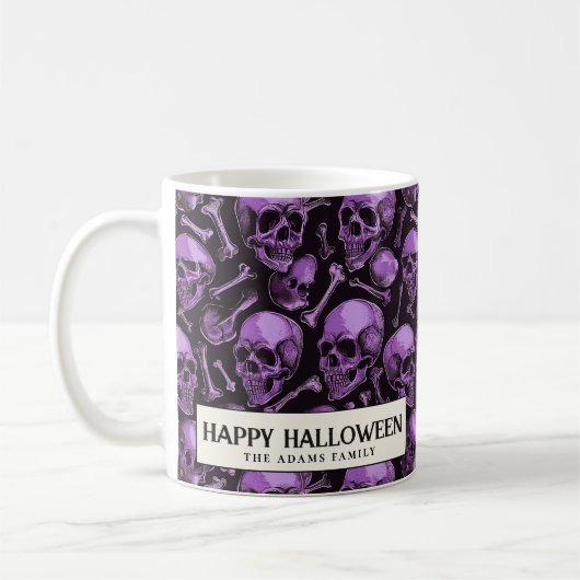 Roze schedels en zwarte Halloween koffie Mok (Links)