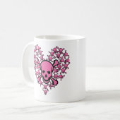 Roze schedels in hartvorm koffiemok (Voorkant links)