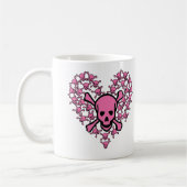 Roze schedels in hartvorm koffiemok (Links)