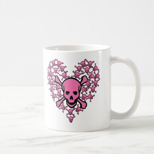 Roze schedels in hartvorm koffiemok (Rechts)