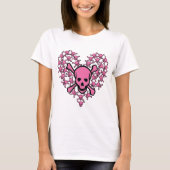 Roze schedels in hartvorm t-shirt (Voorkant)