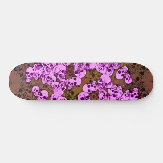 Roze schedels persoonlijk skateboard (Horizontaal)