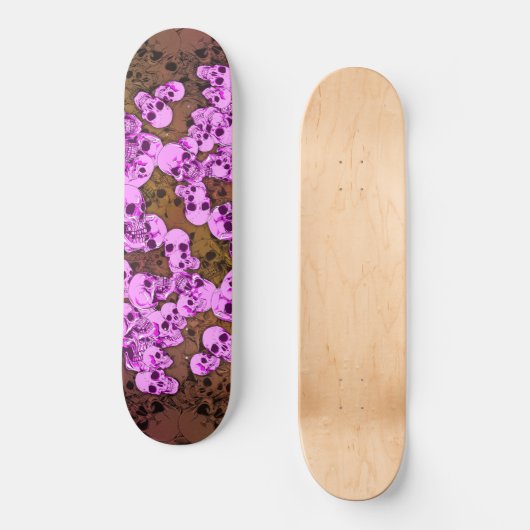 Roze schedels persoonlijk skateboard (Voorkant)
