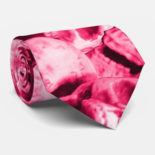 Roze schedels stropdas (Opgerold)