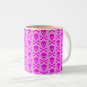 Roze schedels tweekleurige koffiemok (Voorkant rechts)