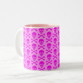Roze schedels tweekleurige koffiemok (Voorkant links)