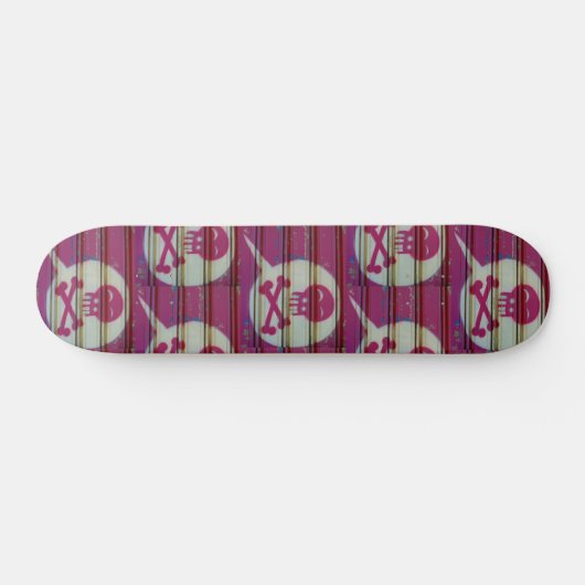Roze schedelskateboard. persoonlijk skateboard (Horizontaal)