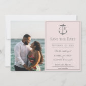 Roze Scheeps- Monogram Foto Save the Date (Voorkant)