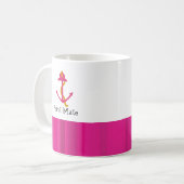 Roze scheepsanker koffiemok (Voorkant links)
