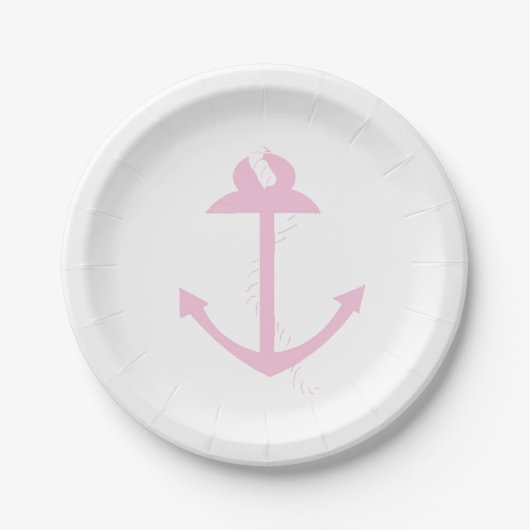 Roze scheepsanker papieren bordje (Voorkant)