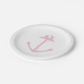 Roze scheepsanker papieren bordje (Gekanteld)