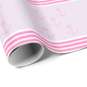 Roze scheepsankers cadeaupapier (Rol Hoek)
