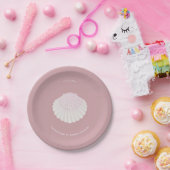 Roze schelp doop doopfeest papieren bord (Feest)