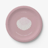 Roze schelp doop doopfeest papieren bord (Voorkant)