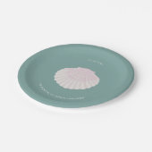 Roze schelp groene doop doopfeest papieren bord (Gekanteld)