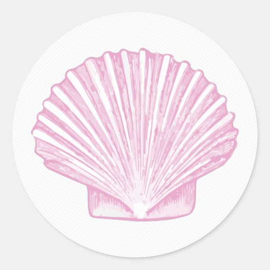 Roze Schelp Kust Ronde Sticker (Voorkant)