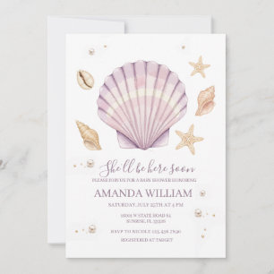 Roze Schelp Meisje Baby Shower Kaart