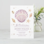 Roze Schelp Meisje Baby Shower Kaart (Staand voorkant)