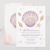 Roze Schelp Meisje Baby Shower Kaart (Voorkant / Achterkant)