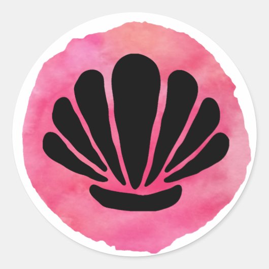 Roze Schelp Ontwerp Ronde Sticker (Voorkant)