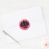 Roze Schelp Ontwerp Ronde Sticker (Envelop)