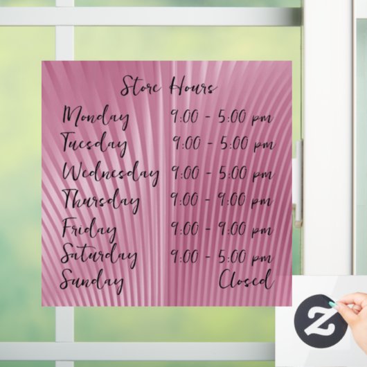 Roze Schelp Openingstijden Gepersonaliseerd Raamsticker (Huis)