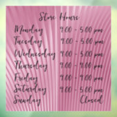 Roze Schelp Openingstijden Gepersonaliseerd Raamsticker (Vel 3)