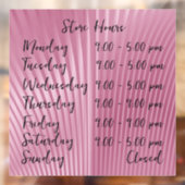 Roze Schelp Openingstijden Gepersonaliseerd Raamsticker (Vel 2)