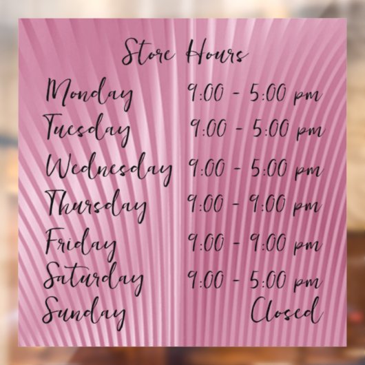 Roze Schelp Openingstijden Gepersonaliseerd Raamsticker (Vel 2)