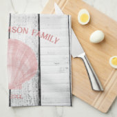 Roze  schelp Shell Kitchen Towel Theedoek (Quarter Fold)