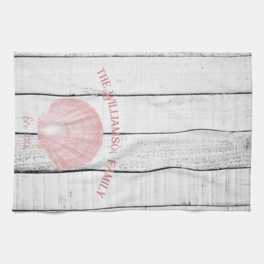 Roze  schelp Shell Kitchen Towel Theedoek (Horizontaal)