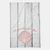 Roze  schelp Shell Kitchen Towel Theedoek (Verticaal)