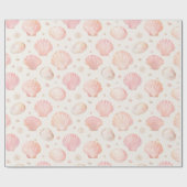 Roze Schelp Watercolor Patroon Cadeaupapier (Vlak)