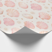 Roze Schelp Watercolor Patroon Cadeaupapier (Hoek)