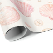 Roze Schelp Watercolor Patroon Cadeaupapier (Rol Hoek)