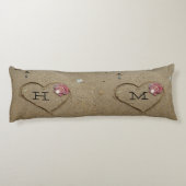 roze schelpen en hart op strandstrandstranspal lichaamskussen (Achterkant)